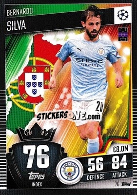 Sticker Bernardo Silva - Match Attax 101. Season 2020-2021
 n. 76 - Topps
