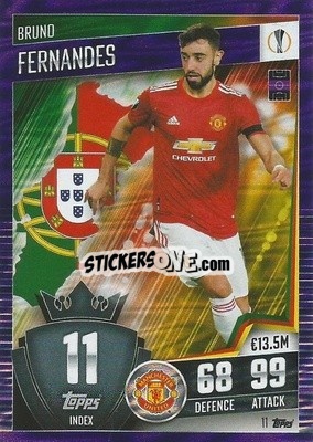 Sticker Bruno Fernandes - Match Attax 101. Season 2020-2021
 n. 11p - Topps