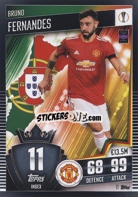 Sticker Bruno Fernandes - Match Attax 101. Season 2020-2021
 n. 11 - Topps
