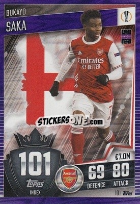 Sticker Bukayo Saka - Match Attax 101. Season 2020-2021
 n. 101p - Topps