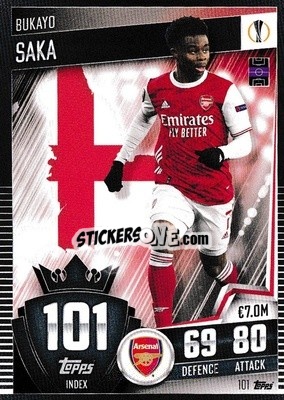 Sticker Bukayo Saka - Match Attax 101. Season 2020-2021
 n. 101 - Topps