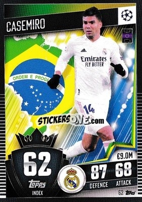 Sticker Casemiro - Match Attax 101. Season 2020-2021
 n. 62 - Topps