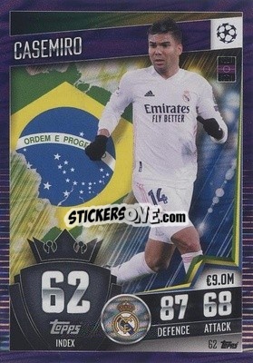 Sticker Casemiro - Match Attax 101. Season 2020-2021
 n. 62p - Topps