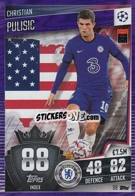 Sticker Christian Pulisic - Match Attax 101. Season 2020-2021
 n. 88p - Topps