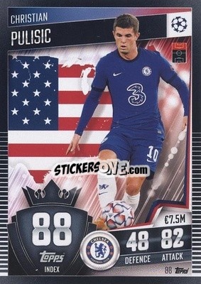Sticker Christian Pulisic - Match Attax 101. Season 2020-2021
 n. 88 - Topps