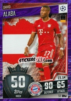 Sticker David Alaba - Match Attax 101. Season 2020-2021
 n. 50p - Topps