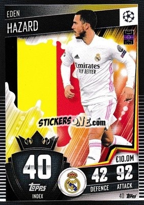 Sticker Eden Hazard - Match Attax 101. Season 2020-2021
 n. 40 - Topps