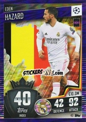 Sticker Eden Hazard - Match Attax 101. Season 2020-2021
 n. 40p - Topps