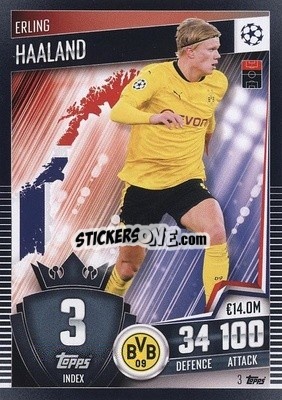 Sticker Erling Haaland - Match Attax 101. Season 2020-2021
 n. 3 - Topps