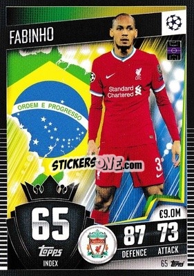 Sticker Fabinho - Match Attax 101. Season 2020-2021
 n. 65 - Topps