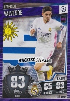 Sticker Federico Valverde - Match Attax 101. Season 2020-2021
 n. 83p - Topps