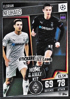 Sticker Florian Neuhaus - Match Attax 101. Season 2020-2021
 n. 191 - Topps