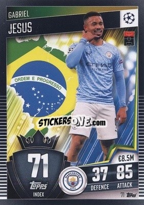 Sticker Gabriel Jesus - Match Attax 101. Season 2020-2021
 n. 71 - Topps