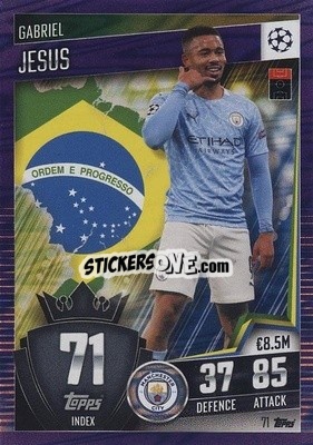 Sticker Gabriel Jesus - Match Attax 101. Season 2020-2021
 n. 71p - Topps
