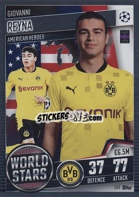 Sticker Giovanni Reyna - Match Attax 101. Season 2020-2021
 n. 144 - Topps
