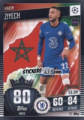 Sticker Hakim Ziyech - Match Attax 101. Season 2020-2021
 n. 80 - Topps