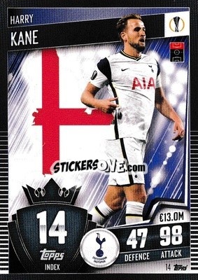 Sticker Harry Kane - Match Attax 101. Season 2020-2021
 n. 14 - Topps