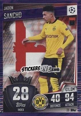 Sticker Jadon Sancho - Match Attax 101. Season 2020-2021
 - Topps