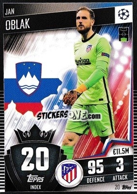 Sticker Jan Oblak - Match Attax 101. Season 2020-2021
 n. 20 - Topps