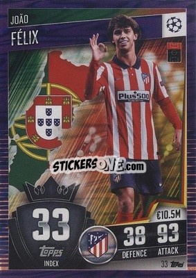 Sticker Joao Felix - Match Attax 101. Season 2020-2021
 n. 33p - Topps