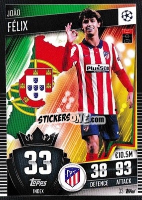 Sticker Joao Felix - Match Attax 101. Season 2020-2021
 n. 33 - Topps