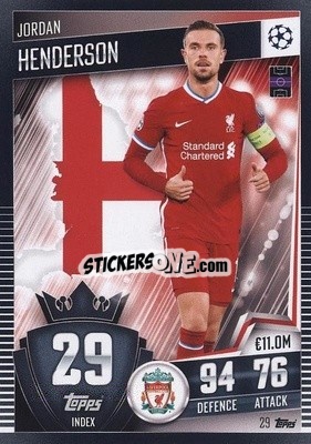 Sticker Jordan Henderson - Match Attax 101. Season 2020-2021
 n. 29 - Topps