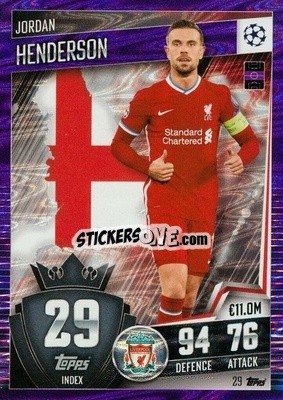Sticker Jordan Henderson - Match Attax 101. Season 2020-2021
 n. 29p - Topps
