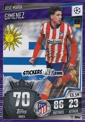 Sticker Jose Maria Gimenez - Match Attax 101. Season 2020-2021
 n. 70p - Topps