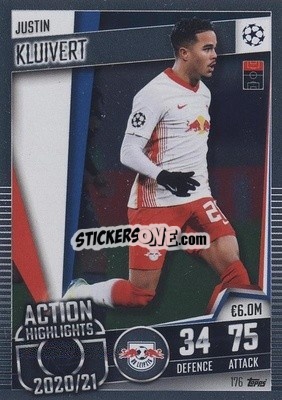 Sticker Justin Kluivert - Match Attax 101. Season 2020-2021
 - Topps