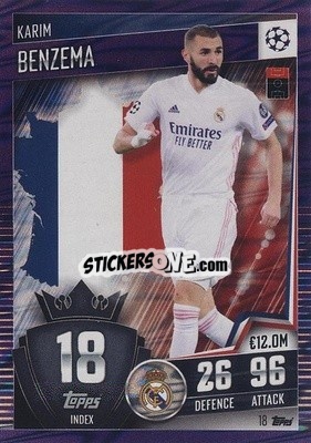 Sticker Karim Benzema - Match Attax 101. Season 2020-2021
 n. 18p - Topps