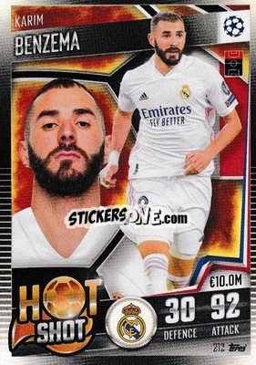 Sticker Karim Benzema - Match Attax 101. Season 2020-2021
 n. 212 - Topps