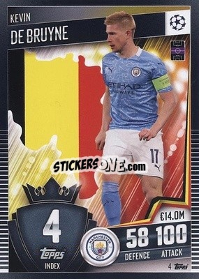 Sticker Kevin De Bruyne - Match Attax 101. Season 2020-2021
 n. 4 - Topps