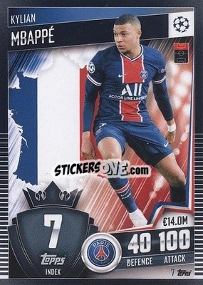 Sticker Kylian Mbappe - Match Attax 101. Season 2020-2021
 n. 7 - Topps