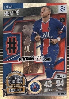 Sticker Kylian Mbappe - Match Attax 101. Season 2020-2021
 n. 197 - Topps