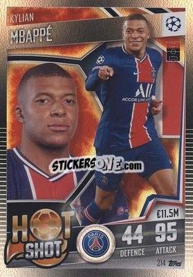 Sticker Kylian Mbappe - Match Attax 101. Season 2020-2021
 - Topps