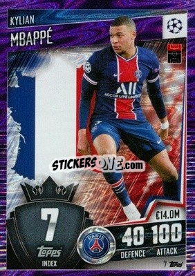 Sticker Kylian Mbappe - Match Attax 101. Season 2020-2021
 n. 7p - Topps