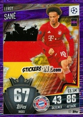 Sticker Leroy Sane - Match Attax 101. Season 2020-2021
 n. 67p - Topps