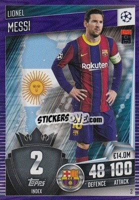 Sticker Lionel Messi - Match Attax 101. Season 2020-2021
 n. 2p - Topps