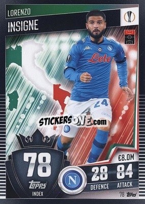 Sticker Lorenzo Insigne - Match Attax 101. Season 2020-2021
 n. 78 - Topps