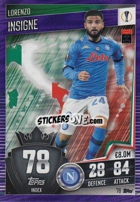 Sticker Lorenzo Insigne - Match Attax 101. Season 2020-2021
 n. 78p - Topps