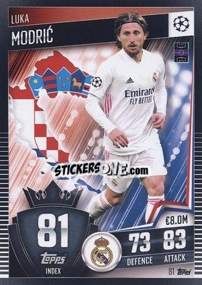 Sticker Luka Modric - Match Attax 101. Season 2020-2021
 n. 81 - Topps