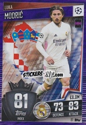 Sticker Luka Modric - Match Attax 101. Season 2020-2021
 n. 81p - Topps