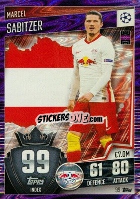 Sticker Marcel Sabitzer - Match Attax 101. Season 2020-2021
 n. 99p - Topps