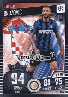 Sticker Marcelo Brozovic - Match Attax 101. Season 2020-2021
 n. 94 - Topps