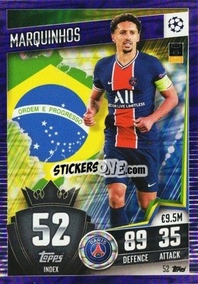 Sticker Marquinhos - Match Attax 101. Season 2020-2021
 n. 52p - Topps