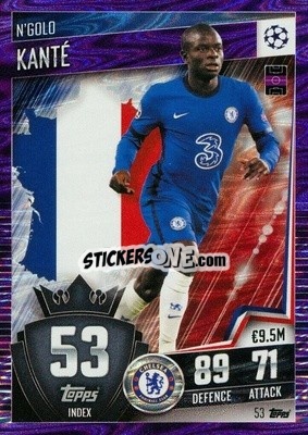 Sticker N'Golo Kante - Match Attax 101. Season 2020-2021
 n. 53p - Topps