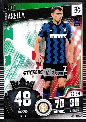 Sticker Nicolo Barella - Match Attax 101. Season 2020-2021
 n. 48 - Topps