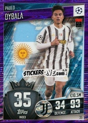 Sticker Paulo Dybala - Match Attax 101. Season 2020-2021
 n. 35p - Topps