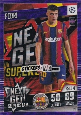 Sticker Pedri - Match Attax 101. Season 2020-2021
 n. 123p - Topps