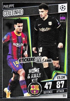 Sticker Philippe Coutinho - Match Attax 101. Season 2020-2021
 n. 184 - Topps